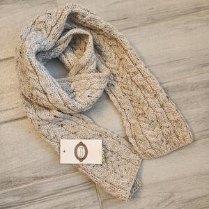 Aran Sweater Market scarf men's beige 100%wool cable knit handmade Ireland new